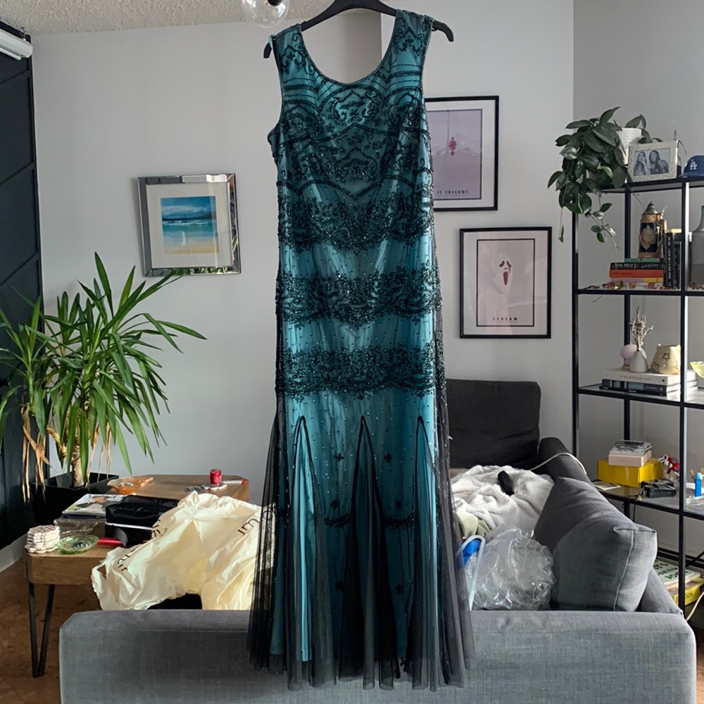 Blue/Black Sequence Gown